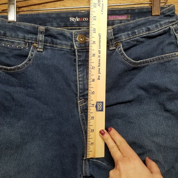 Style & Co Boyfriend Jeans Womens Size 10 Mid Rise Blue Denim Embellished - Picture 9 of 10